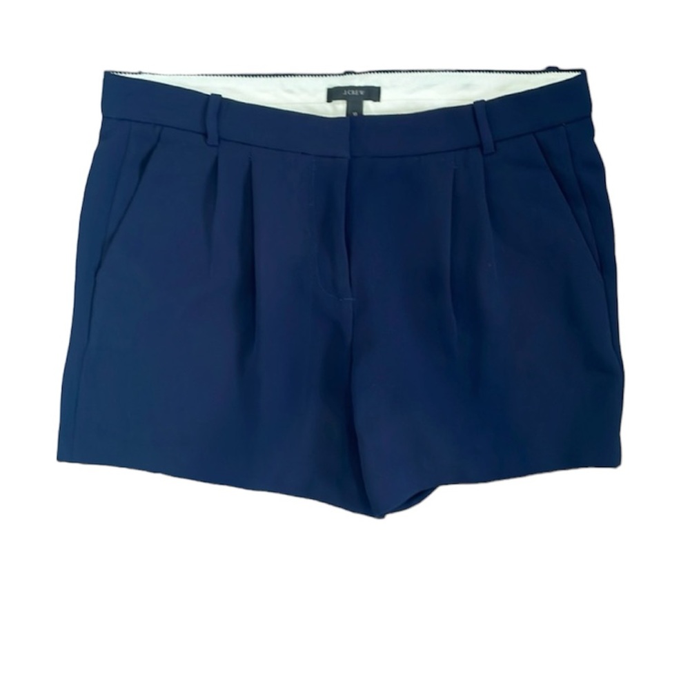 NWOT J. Crew navy blue pleated tailored preppy capsule high waist shorts size 10